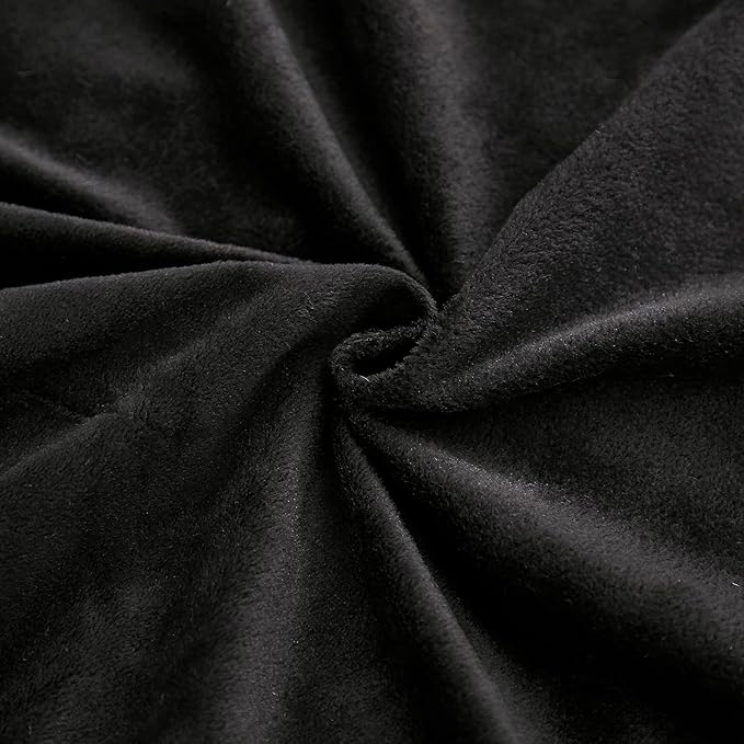 JAUXIO Diamond Pinch Pleated Crystal Velvet Pillowcases 2 Pack Solid Pintuck Throw Cushion Cover for Home Decor Hidden Zipper Closure (Black, Standard)