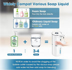 2 Pack Automatic Soap Dispenser,12.8oz/380ml USB Rechargeable Touchless Foaming Dispenser with Upgraded 2025 Smart Sensor,Wall Mounted for Bathroom Kitchen,White P18 Dish Soap Dispenser