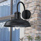 12'' Diameter Large Dusk to Dawn Outdoor Gooseneck Barn Light, 2-Pack Outdoor Wall Sconce Farmhouse Exterior Light Wall Lighting Fixture Industrial Black Wall Lantern for Porch, Garage, Black