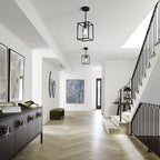 2 Pack Black Pendant Lights for Kitchen Island, 1 Light Farmhouse Lantern Pendant Light Fixtures Iron Cage Hanging Light Fixtures with Clear Glass Shade for Dining Room Entryway Hallway Porch