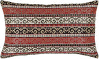 Tapestry Stylish Red-Black 12"x20" Lumbar Pillow Cover Sham Ethnic Kilim Aztec Pattern Throw Decorative for Home Decor, Sofa, Couch, Porch, Patio, Veranda