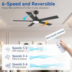 52Inch Smart Ceiling Fan with Lights Remote,APP&Voice Alexa WIFI Controled,Quiet Reversible DC Motor,Dimmable LED,Indoor Outdoor Modern Ceiling Fan,for Living Room Bedroom Patio Porch,Black&Walnut
