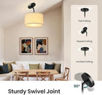 Semi Flush Mount Ceiling Light Fixture, 12'' Drum Chandelier with Classic Fabric Linen Shade, Modern Close to Ceiling Light for Bedroom, Hallway, Dining Room and Kitchen