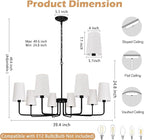 8-Lights 39" Black Boho Rattan Chandelier Rustic Industrial Pendant Light Large Adjustable Pendant Lighting Fixtures for Kitchen Island Dining Room Living Room