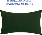 Jeneoo Hunter Green Decorative Long Lumbar Thick Throw Pillow Covers Fine Textured Boucle Couch Cushion Cases for Sofa Decor, Set of 1, 14 x 36 Inch