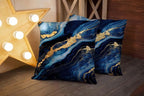 CAPSCEOLL Blue Gold Throw Pillow Covers,Modern Abstract Art Painting Throw Pillows for Couch,Blue Pillow Covers 20X20 Inch 2 Pcs Square Cushion Cover Gift for Couch Sofa