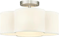 Semi Flush Mount 4-Light 14Inch Ceiling Lights with Fabric Shade in Quatrefoil Shape, Brushed Nickel for Nursery, Hallway, Bedroom, Kitchen - AD-22007-4SF-SN
