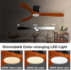 Smart 52” Wood Flush Mount Ceiling Fans with Lights Remote,Quiet DC Motor,Outdoor Indoor Low Profile Ceiling Fan,Voice Contorl with WIFI Alexa App Control,Modern fan for Bedroom Patio