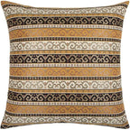Large Throw Pillow Covers Mustard Yellow and Black Kilim - 22 x 22 Inches Decorative Pillows, Boho Room Decor for Couch, Bohemian Outdoor Case for Farmhouse, Ethnic, Tribal Cushions