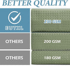 Sage Green Stall Hotel Shower Curtain - 230GSM Waffle Textured Heavy Duty Thick Fabric Shower Curtains for Bathroom,54W x 80H