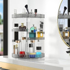 360 Degree Rotating Makeup Organizer, Extra Large Capacity Cosmetic Storage Unit, Removable DIY 7 Layers Skincare Organizer, Acrylic Beauty Perfume Organizer for Vanity Countertop (Gray)