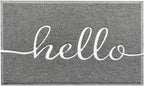 EARTHALL Door Mat Outside Inside Hello Doormat, 36"x24", Durable Floor Mat Non Slip Mat Ultra Absorb Mud Easy Clean Front Doormat for Garage, Entryway, Patio, High Traffic Areas, Grey