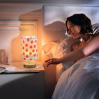 Table Lamp Watercolor Red Apple Pattern White Nightstand Lamp with Wood Base Fabric Lamp Shade Bedside Desk Lamp for Living Room Bedroom Kids Room Office