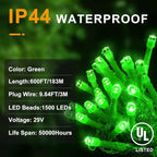 KNONEW 600ft 1500 LED String Lights Outdoor Christmas Lights 8 Modes & Timer Fairy Light Plug in Waterproof LED String Lights for Xmas Yard Tree Wedding Party Holiday Decorations (Green)
