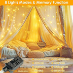 Warm White ⇋ Multicolor 66Ft 200LED Fairy Lights Plug in with Remote, Waterproof String Lights Outdoor 8 Modes Bedroom Decor, Twinkle Light for Girl's Room Garden Christmas Decorations