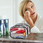 Weewooday 12 Pieces Clear Makeup Bags Cosmetic Storage Bags PVC Zipper Pouches Travel Waterproof Makeup Plastic Case for Women Organizing Toiletries Traveling Bathroom(Small,Black)
