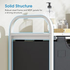 Yecaye Laundry Sorter 3 Section, Laundry Hamper with Shelf and 1 Drawer, 35.7Gal(135L) Clothes Basket Organizer, Pull-Out and Removable Oxford Fabric Laundry Bags for Laundry Room, Bedroom, Bathroom