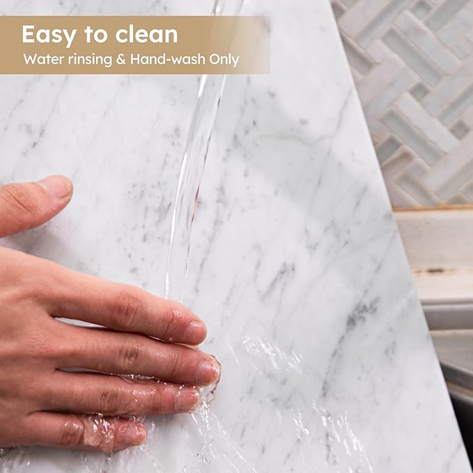 Diflart Natural Marble Pastry Board for Kitchen, 16x20 Inch, White, Stone Cutting Board Large for Dough Chocolate, Carrara Bianco, Marble Slab Christmas Thanksgiving Gift