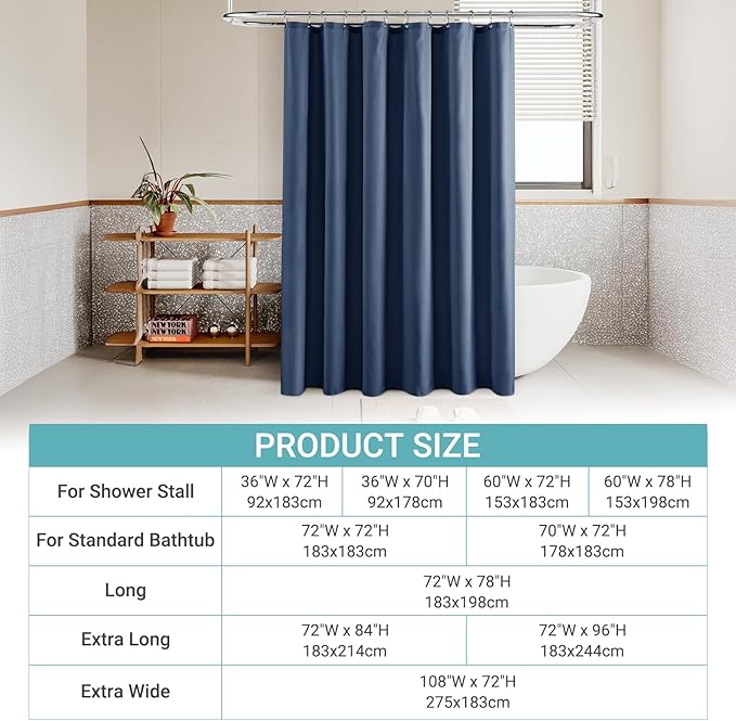 Navy Blue Linen Small Stall Shower Curtains for Bathroom Natural Boho Shower Curtains Stall Bath 36x72 Cloth Fabric Half Narrow Water Repellent RV Drapes for Bathtub 36 x 72 Inches