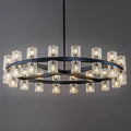 Modern Black Crystal Chandelier,36" K9 Crystal Chandeliers for Dining Room Over Table,Wagon Wheel Chandeliers for Dining Room,Living Room,Foyer,Includes 36XG4 Bulbs
