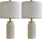 20.5" Modern Ceramic Bedside Lamp Set of 2 for Bedroom Decor Farmhouse Table Lamp for Living Room Office Dorm