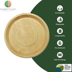 Charity Leaf Disposable Palm Leaf 14" Round Trays (100 pieces) Bamboo Like Serving Platters, Disposable Boards, Eco-Friendly Dinnerware For Weddings, Catering, Events