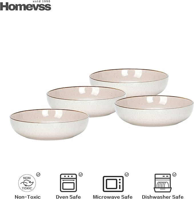 Eur-Nordic Shape Raising Rim 20pc Dinnerware Set, Shiny Glaze Peach with Speckle Effect