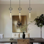 Modern Black Pendant Lights Set of 2, 21.6'' kitchen pendant lighting over island, Indoor Adjustable Height Glass Pendant Light Fixtures, Large Pendant Lights Kitchen Island, E12 Bulb Included