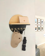 Key Holder for Wall with Shelf - Wood Mail Organizer and Rack with Shelf Hooks Wall Mounted for Entryway Decor Magazines Letter Storage Farmhouse Living Room Bedroom Doorway Black
