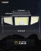 Ensenior Motion Sensor Outdoor Lights, 220 LED IP65 Waterproof Solar Security Light with Remote Control, 3 Heads Solar Flood Light Outdoor with 4 Modes, 270° Wide Angle Motion Light for Outside -3Pack