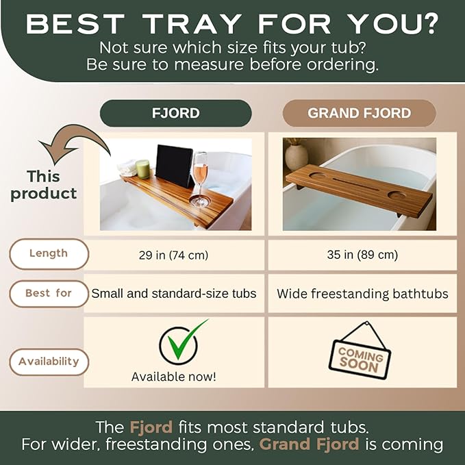 Superior Bathtub Table Tray for Small Tubs - Adjustable Bath Tub Tray Wood - Sustainable Minimalist Teak Bathtub Shelf Across Tub - Anti-Slip Bathroom Accessories Holders for Tub 29" in.