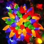 C9 Christmas LED String Lights, 23 Ft LED Vintage Multicolor Lights with 35 LED C9 Colorful Light Bulbs, Outdoor String Lights for Christmas Party Backyard Wedding- Green Wire