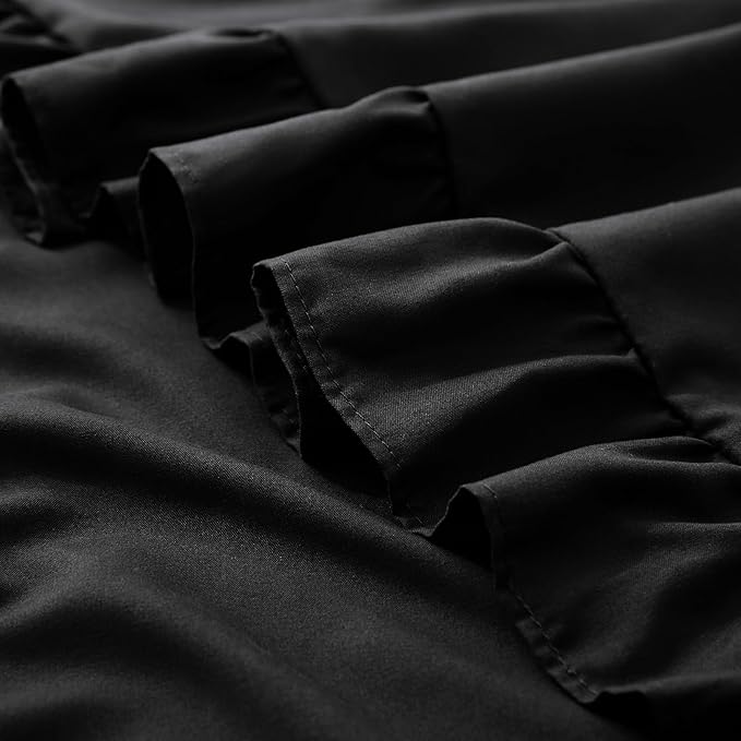 KKJIAF Ruffle Pillow Cases 18x18 Inches, Black Square Ruffled Pillow Covers Set of 2, Microfiber Wrinkle Resistant Pillow Shams with Envelope Closure for Sofa Bed Living Room