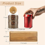 Coffee Sugar Tea Container Set, 3 Pack Glass Jars with Cork Lids, Apothecary Jars with Tray for Bathroom, Decorative Qtip and Cotton Ball Holder, Cute Display Jars for Coffee Bar (27oz)