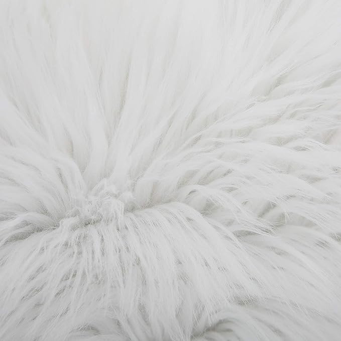 WLNUI Set of 2 White Christmas Decorative Fluffy Pillow Covers New Luxury Series Merino Style Faux Fur Throw Pillow Covers Square Fuzzy Cushion Case for Sofa Bedroom Living Room Home Decor 20x20 Inch