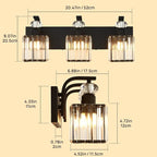 Modern Bathroom Vanity Light, 3-Light Black Bathroom Lighting Fixtures Over Mirror, 20.5" Crystal Wall Light Sconce for Bathroom/Bedroom/Vanity, Includes LED Bulbs, Easy Installation