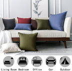 Jeanerlor Set of 2 Decorative 26"x26" Cotton Linen Chair Throw Pillow Case Green for Sofa Durable Classy, Comfortable Cushion Cover for Coffee Shop/Bar (65 x 65cm) Olive Green