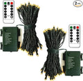 echosari 2 Pack Battery Operated Christmas Lights 16ft Green Wire 50 LED Fairy String Light with Remote, Timer, Dimmable for Xmas Tree Wedding Party Decor (Warm White)