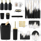 32PCS Bathroom Sets with Shower Curtain and Rugs-Purple Bathroom Accessories,Non Slip Bathroom Rugs Set with Toilet Lid Cover, Waterproof Shower Curtain, 3PC Soap Dispenser with Trash Can
