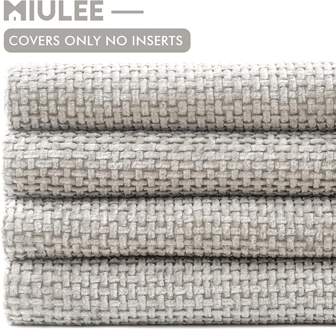 MIULEE Pack of 4 Couch Throw Pillow Covers 18x18 Inch Light Gray Soft Decorative Polyester Pillow Covers Farmhouse Accent Cushion Covers for Boho Home Decor Sofa Bedroom Living Room