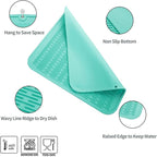 Silicone Dish Drying Mat for Multiple Usage,Easy clean,Eco-friendly,Heat-resistant Silicone Mat for Kitchen Counter or Sink,Refrigerator or Drawer Liner Mint XL 18 inches x 16 inches