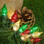 GlowVibe Red White and Green Christmas Lights, 19ft 70 LED Faceted C5 Glass Bulb Outdoor String Lights, Extendable Green Wire for Indoor Xmas Tree Garden Patio 120V ETL Certified