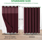 Long No Hooks Needed Linen Textured Shower Curtain with Snap-in Fabric Liner Set,Hotel Luxury Decor Shower Curtains for Bathroom,Waterproof & Washable,71Wx80H,Burgundy