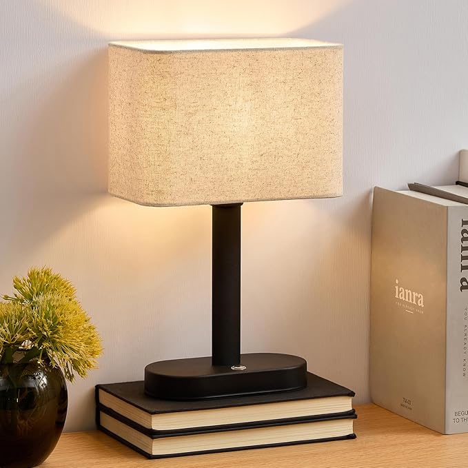 12.6" Cordless Touch Table Lamp, 5200mAh Rechargeable Desk Lamp, Stepless Dimming Modern Bedside Lamps with 3000K Warm Light LED Bulb, Nightstand Lamps for Study, Bedroom, Living Room, Office