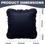 KKJIAF Ruffle Pillow Cases 24x24 Inches, Navy Blue Square Ruffled Pillow Covers Set of 2, Microfiber Wrinkle Resistant Pillow Shams with Envelope Closure for Sofa Bed Living Room
