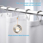 AmazerBath White Waffle Shower Curtain, 36x72 Inches, Fabric Stall Curtain With Waffle Weave, Hotel Quality Bathroom Shower Curtains