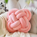 Xuyier Knot Pillow Ball, Decorative Throw Pillows with Velvet Fabric for Couch Bed, 12" Decor Knotted Square Floor Pillow Cushions for Living Room (12 Inches, Coral Pink)