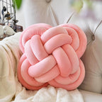 Xuyier Knot Pillow Ball, Decorative Throw Pillows with Velvet Fabric for Couch Bed, 12" Decor Knotted Square Floor Pillow Cushions for Living Room (12 Inches, Coral Pink)