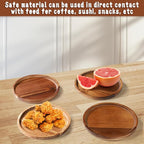 Wooden Acacia Plates of 4, 6Inch Round Wood Plates Acacia Wooden charcuterie boards Serving Tray for Dishes Snack Dessert