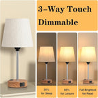 Bedside Lamps for bedrooms Set of 2 - Nightstand Bedroom Lamp with USB C Port and AC Outlet Charging, 3 Way Dimmable Touch Control Small Bed Side Table Lamp, Nightstand Light for Kids